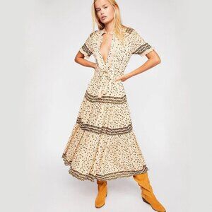 Free People Rare Feeling Pleated Maxi Dress In Neutral Size: S Boho